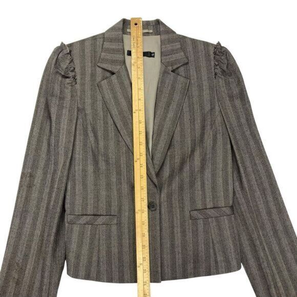 Development Wool Blazer Womens Size 6 Brown Striped Single Button Classic Jacket - Picture 11 of 16